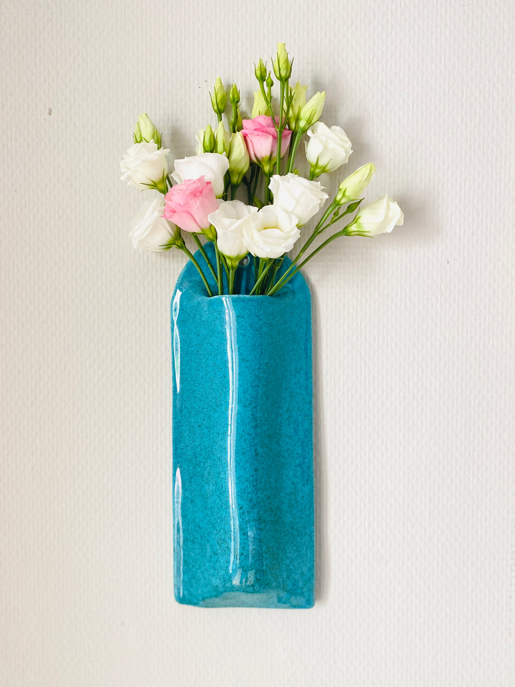 Long Vase Mural Bleu Turquoise