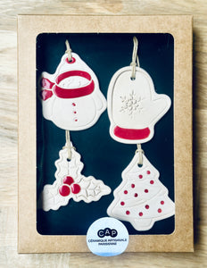 Boîte de 4 pendentifs pour sapin de Noël
