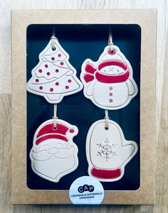 Boîte de 4 pendentifs pour sapin de Noël