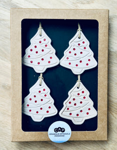 Boîte de 4 pendentifs Sapin pour sapin de Noël