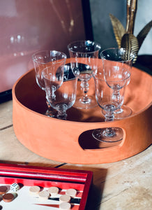 Plateau Rond Faïence Rouge Brut