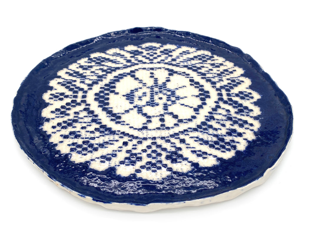 ASSIETTE DENTELLE BLEU FONCÉ