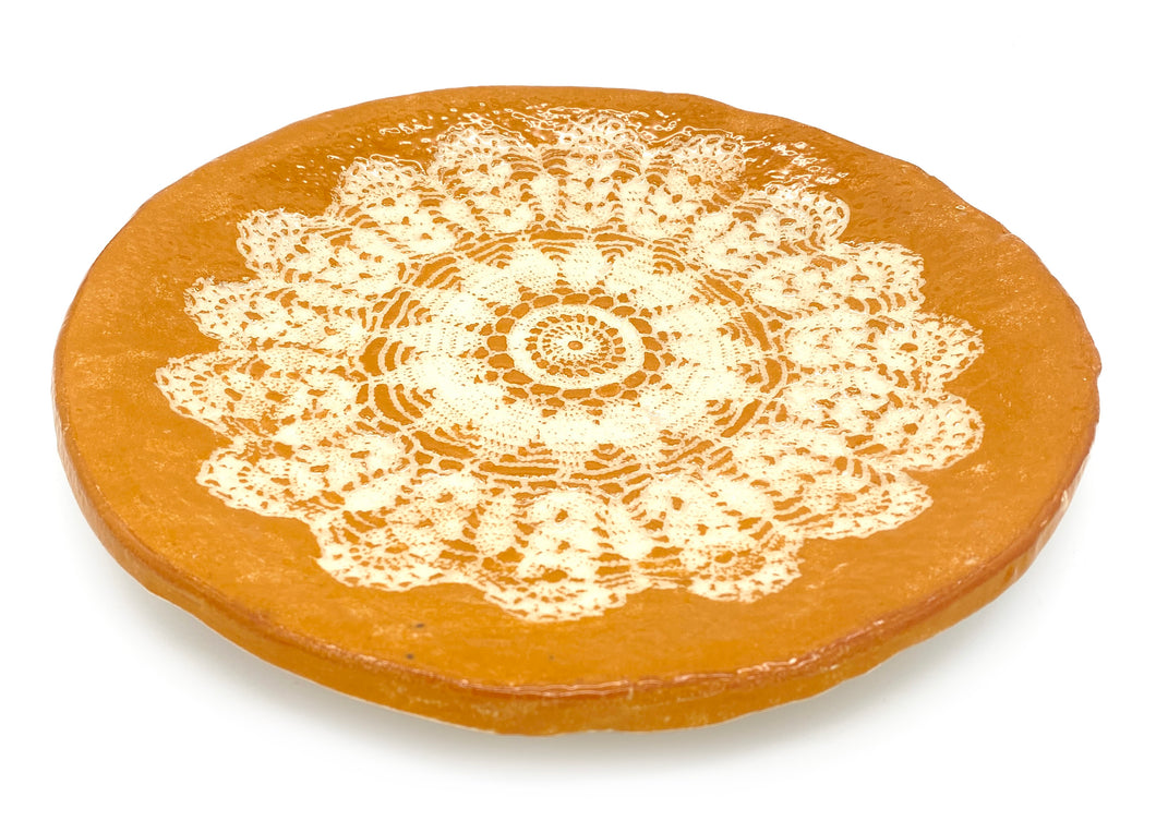 ASSIETTE DENTELLE MOUTARDE