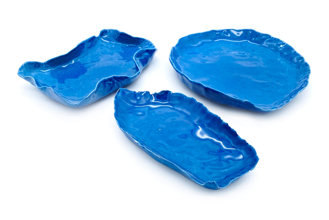 3 VIDES POCHES / PETITS PLATS BLEU BRILLANT