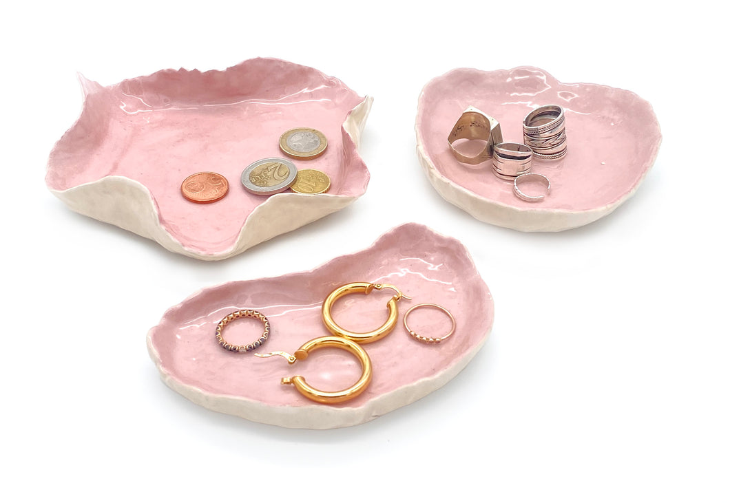 3 VIDES POCHES / PETITS PLATS VIEUX ROSE BRILLANT