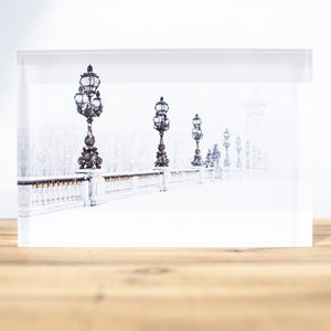 Bloc Plexi 10x15 cm - PONT ALEXANDRE III SOUS LA NEIGE