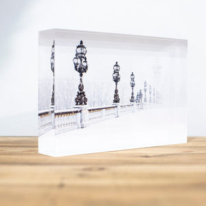 Bloc Plexi 10x15 cm - PONT ALEXANDRE III SOUS LA NEIGE